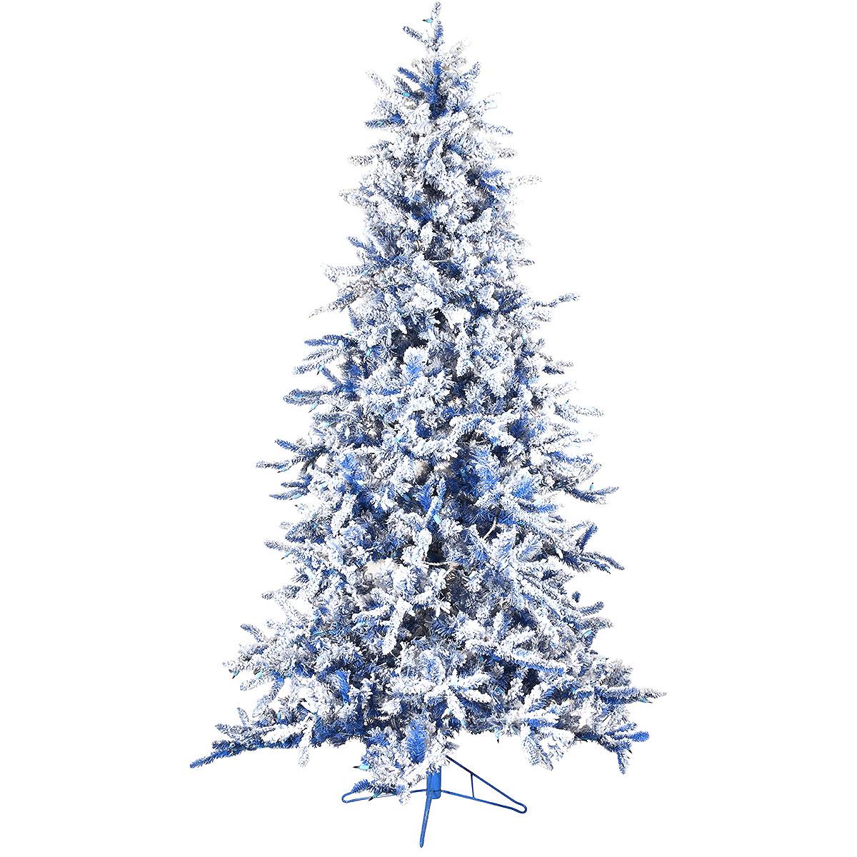 4.5 Foot Flocked Blue Balsam Artificial Tree With 200 Blue Lights