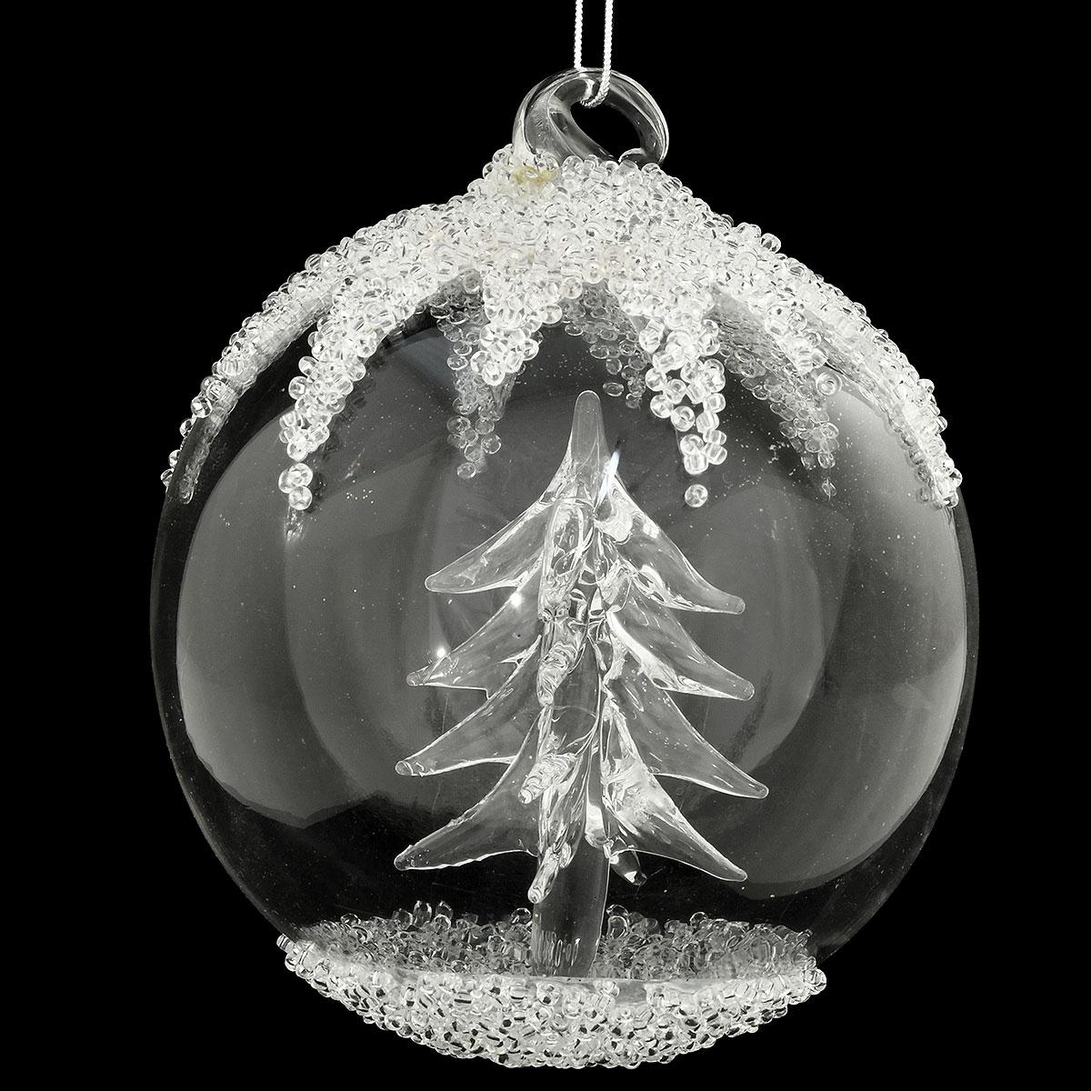 Clear Glass Ball With Tree Inside Ornament